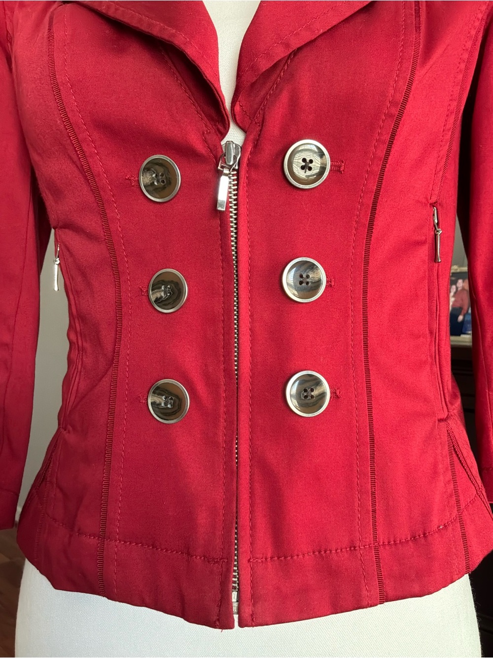Beautiful Red Structured Jacket Like New - Picture 4 of 10